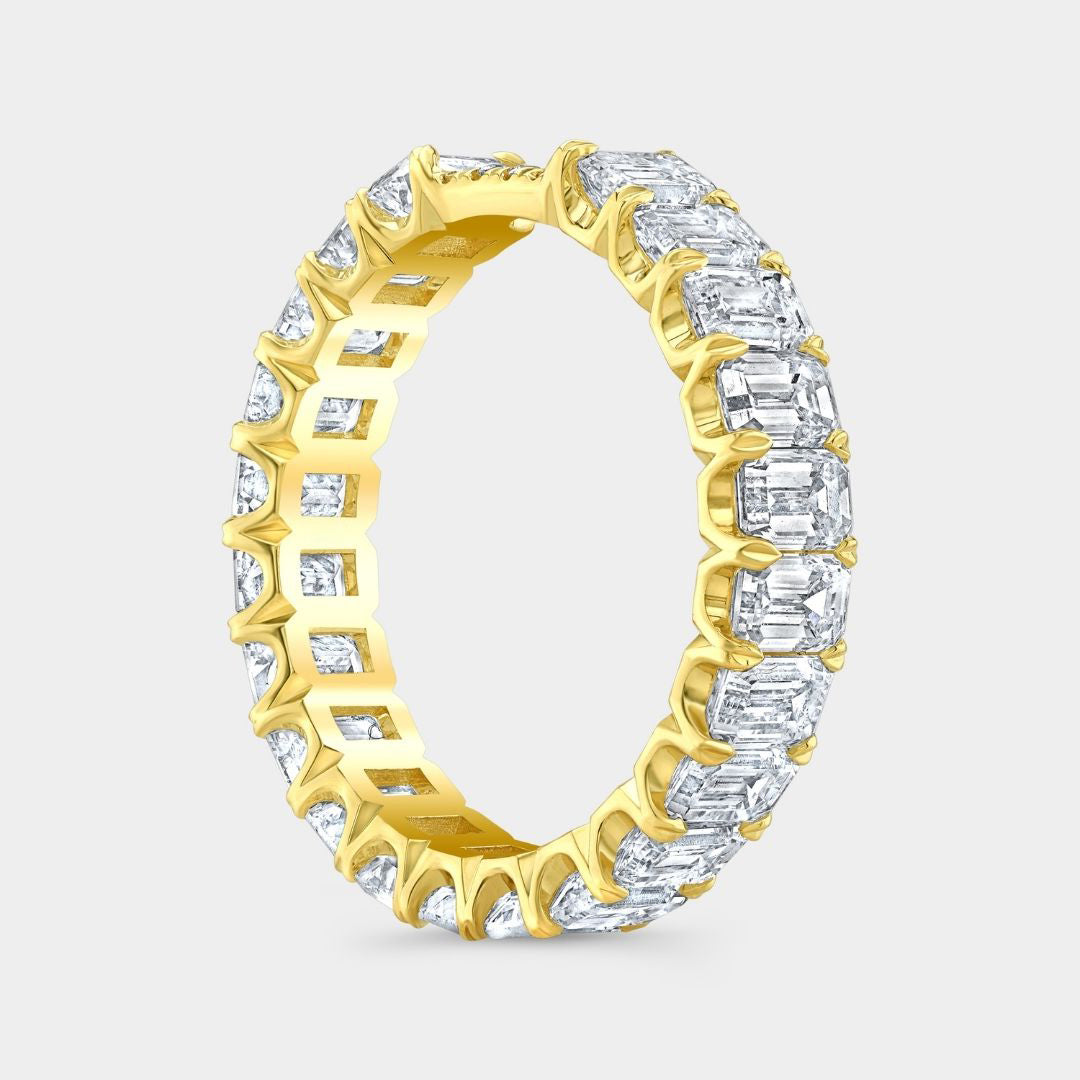 3.5ct Lab Grown Emerald Cut Diamond Contour 3.80mm Yellow Gold Eternity Band in 14k yellow gold