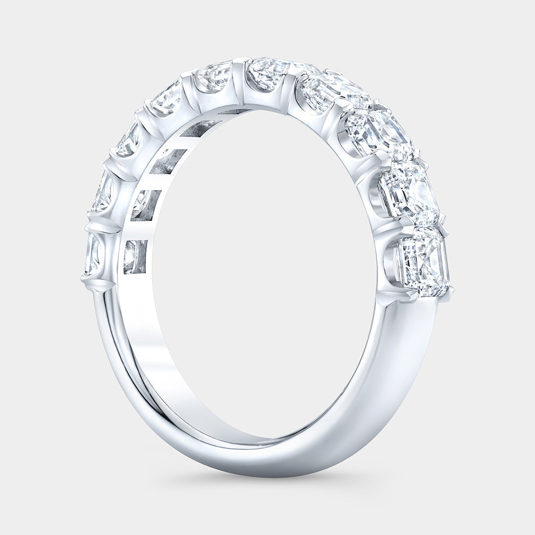 4ct Lab Grown Asscher Diamond Chloe 4.0mm Platinum Wedding Band