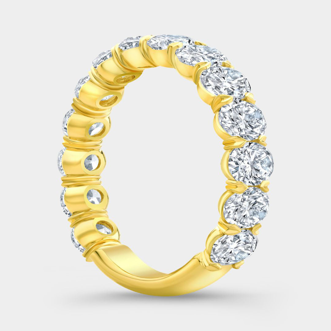3ct Victoria Lab Grown Oval Diamond 5.0mm Yellow Gold Wedding Band in 14k yellow gold