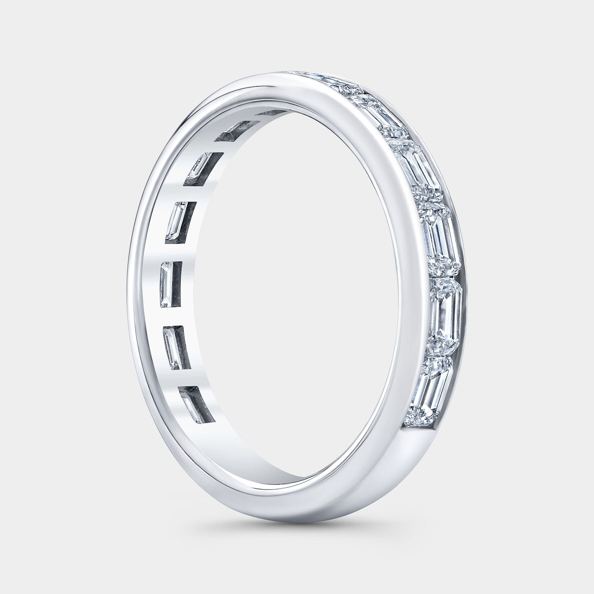 1.25ct Emerald Diamond Channel Set East West  3/4 Way Platinum Eternity Band