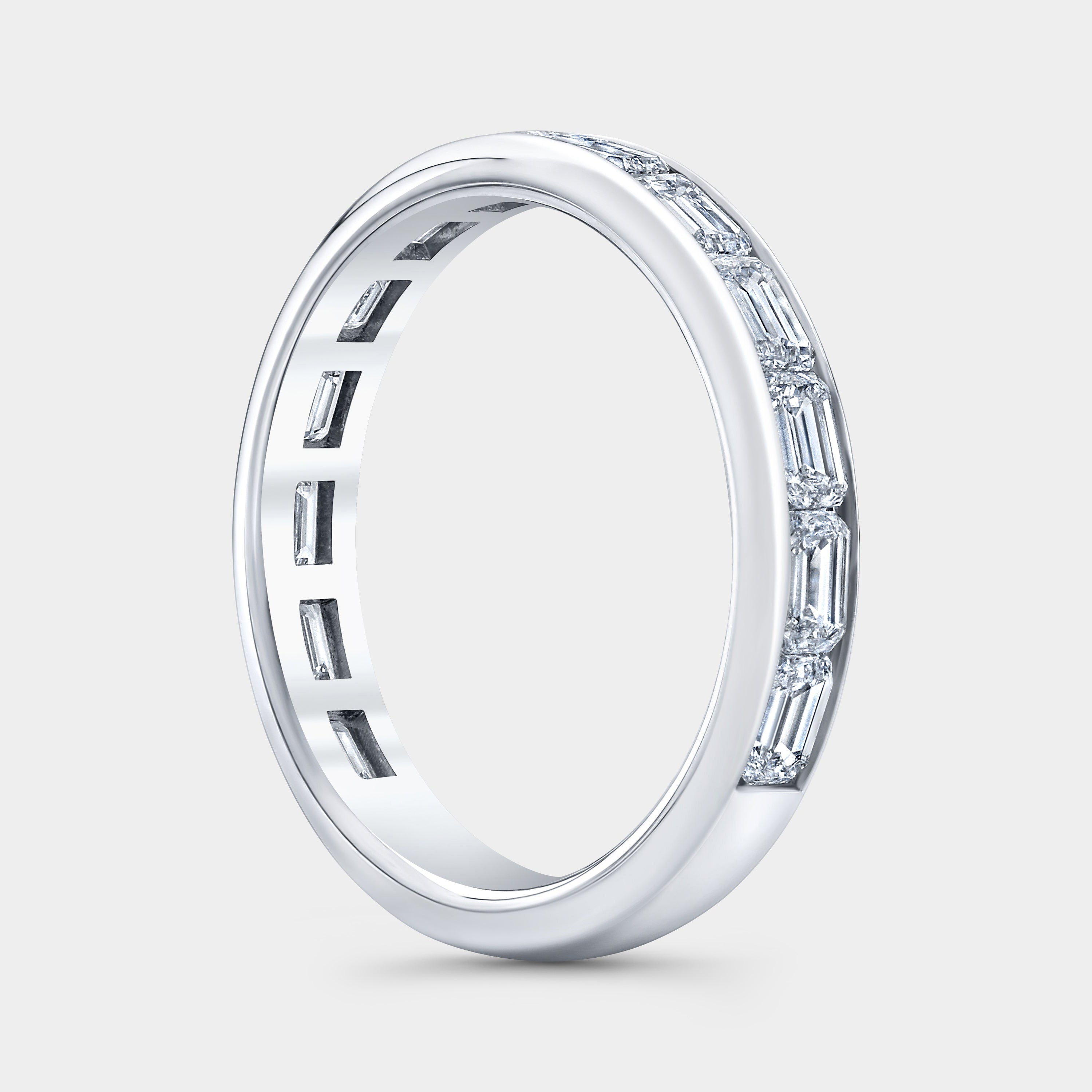 1.25ct Emerald Diamond Channel Set East West  3/4 Way Platinum Eternity Band - 1.25ct Lab Grown