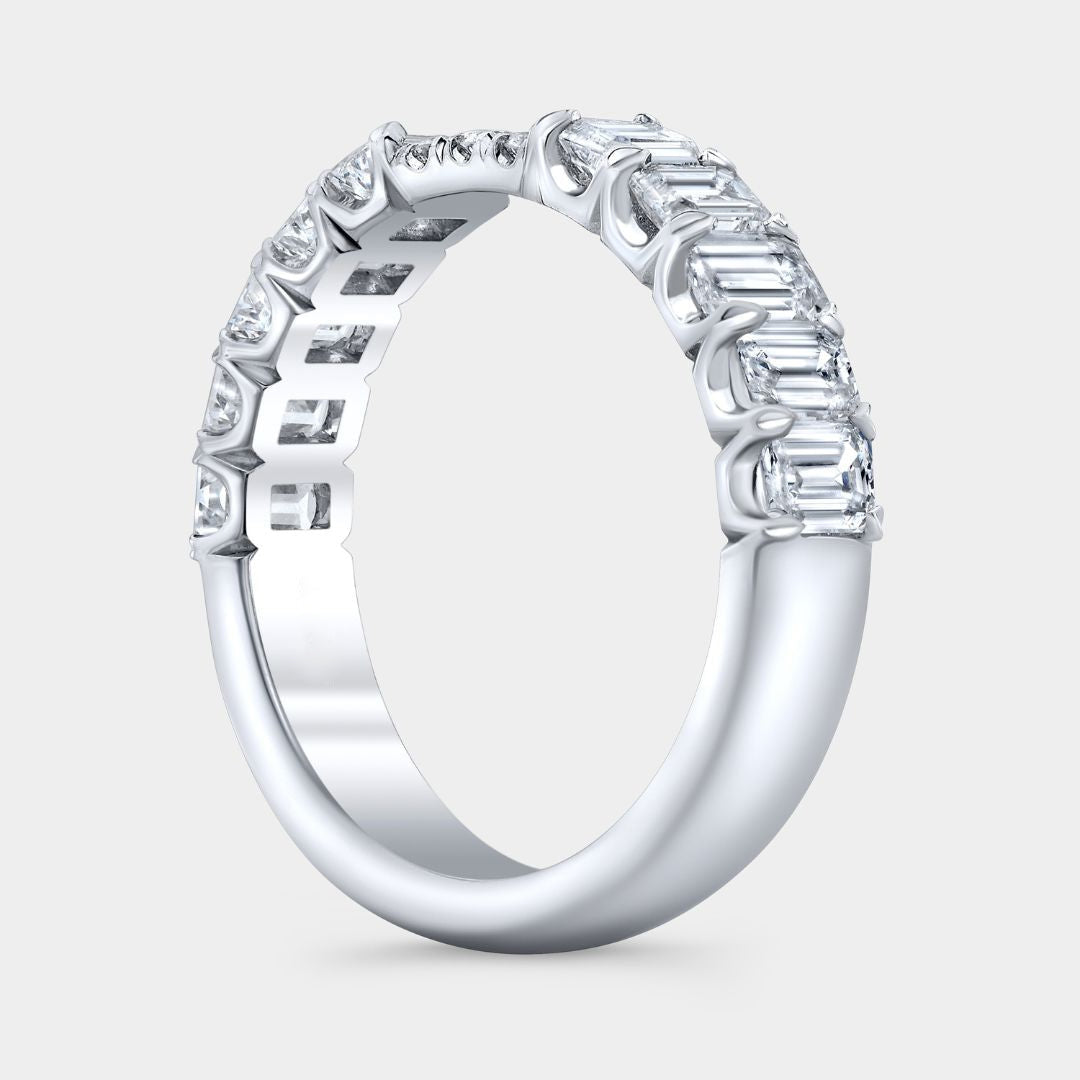 1.50ct Lab Grown Emerald Diamond Contour 3.80mm Platinum Wedding Band