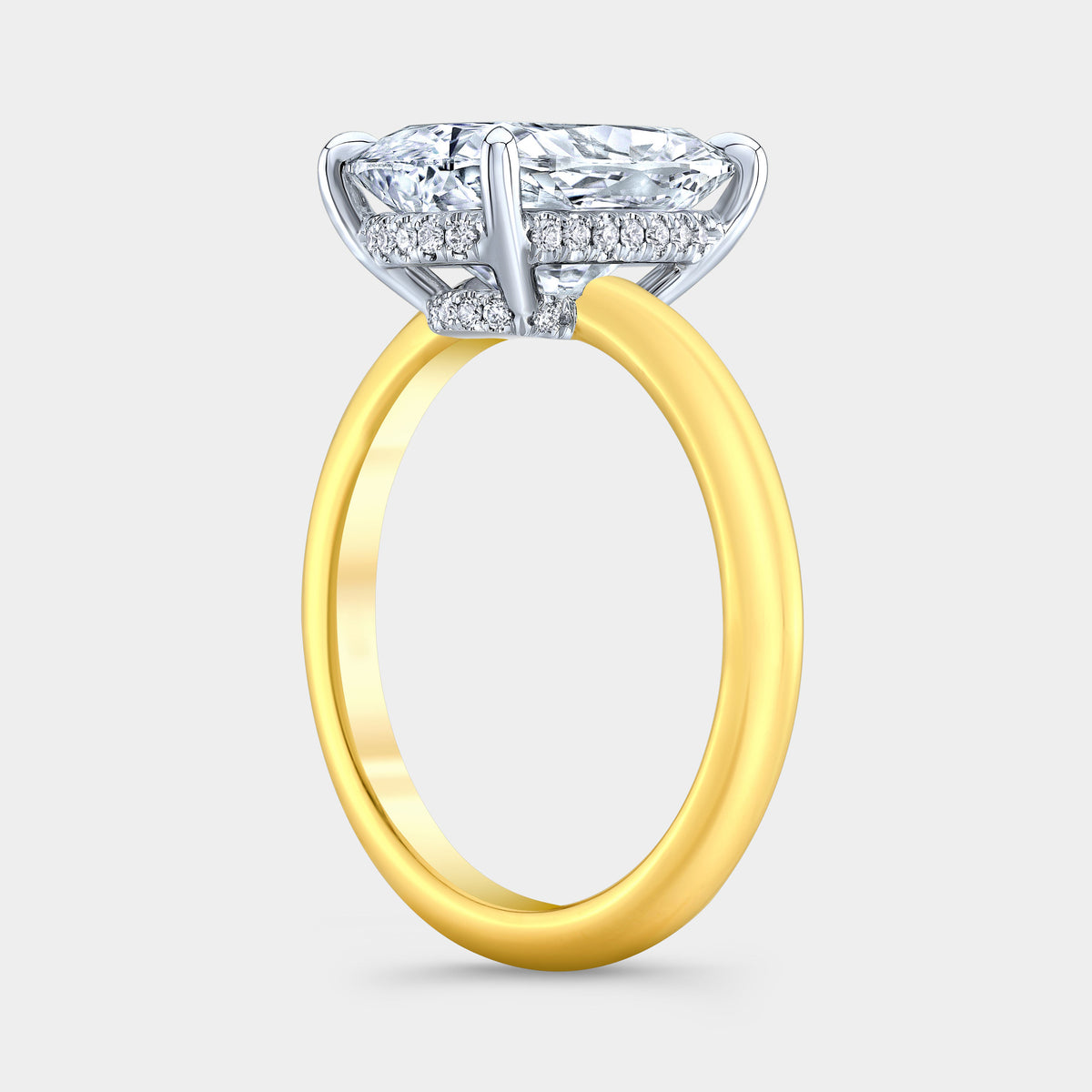 Cushion Diamond Hailey Hidden Halo Solitaire Yellow Gold And Platinum Engagement Ring