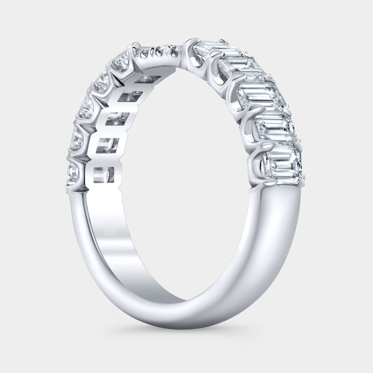 1.50ct Emerald Cut Contour Diamond Platinum Wedding Band
