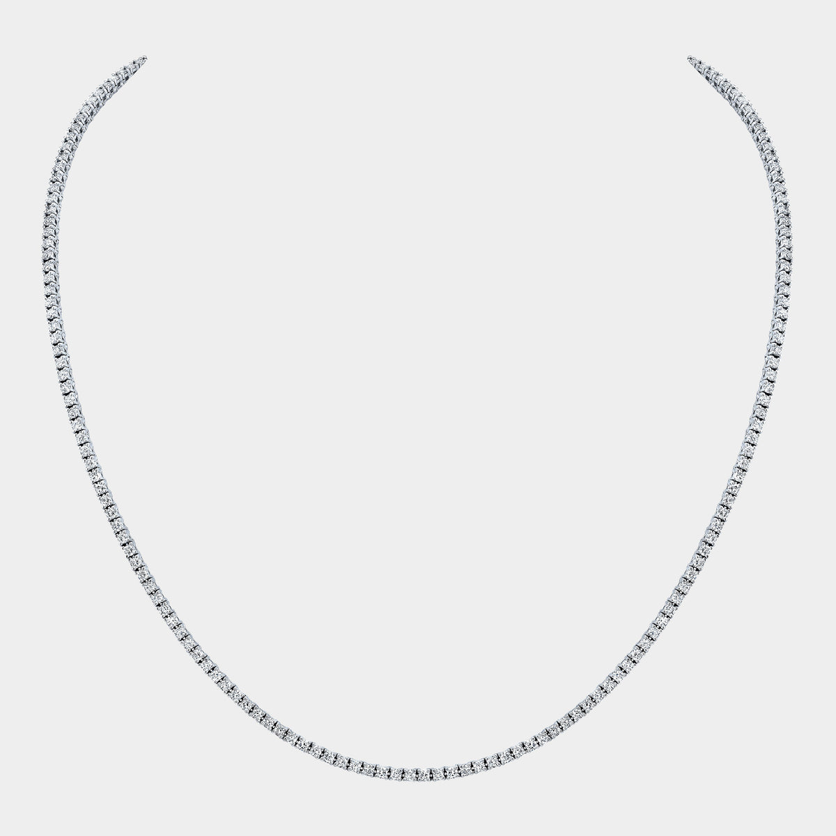 4.25ct Round Diamond Petite Choker White Gold Tennis Necklace in 14k White Gold