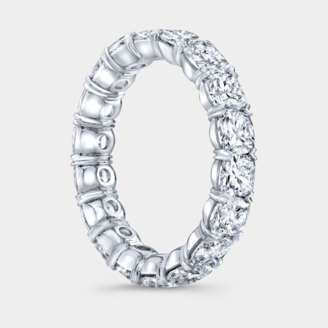 4ct Cushion Diamond Victoria Platinum Eternity Wedding Band