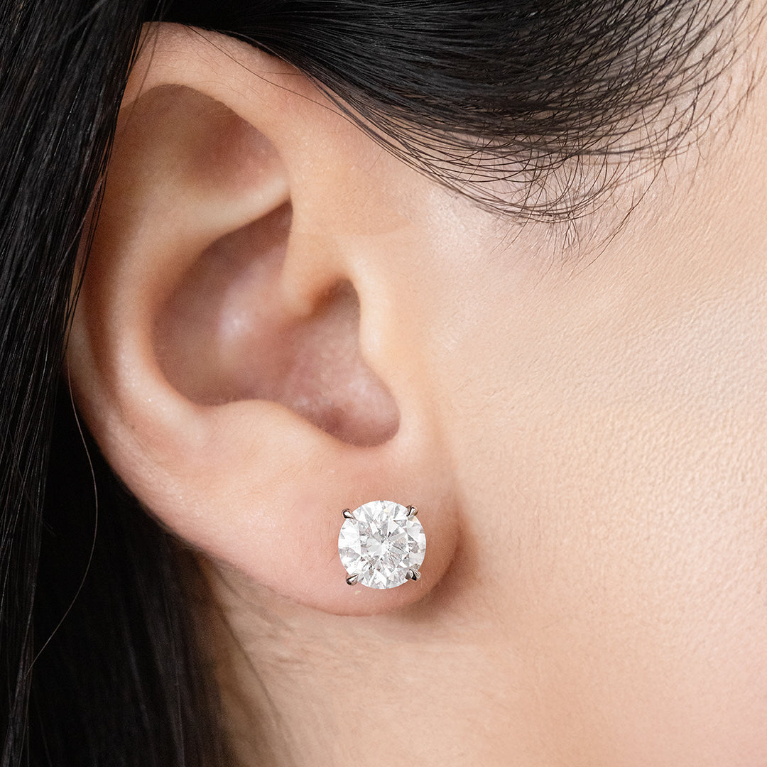 5ct Round Lab Grown Diamond White Gold Earrings Stud in 14k White Gold