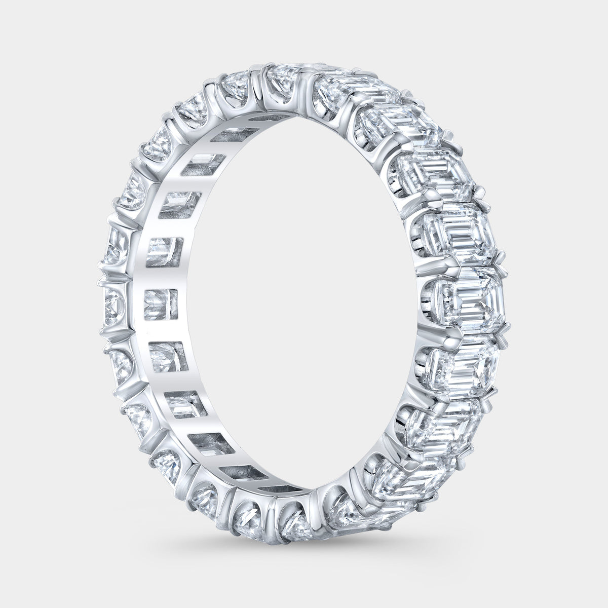 4.25ct Emerald Diamond Extra Low Profile Chloe Platinum Eternity Band
