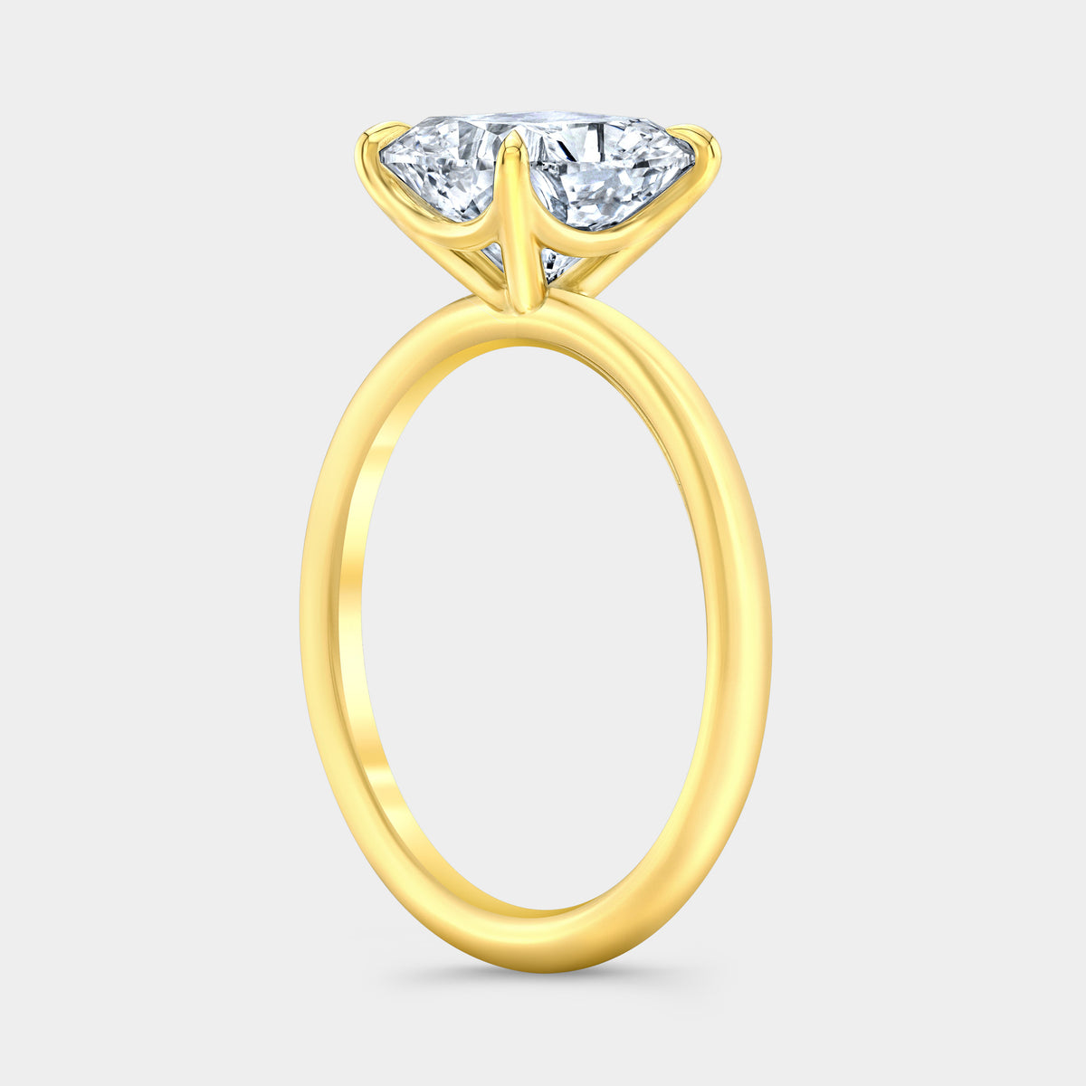 Cushion Diamond Curved Basket Solitaire Yellow Gold Engagement Ring in 14k Yellow Gold