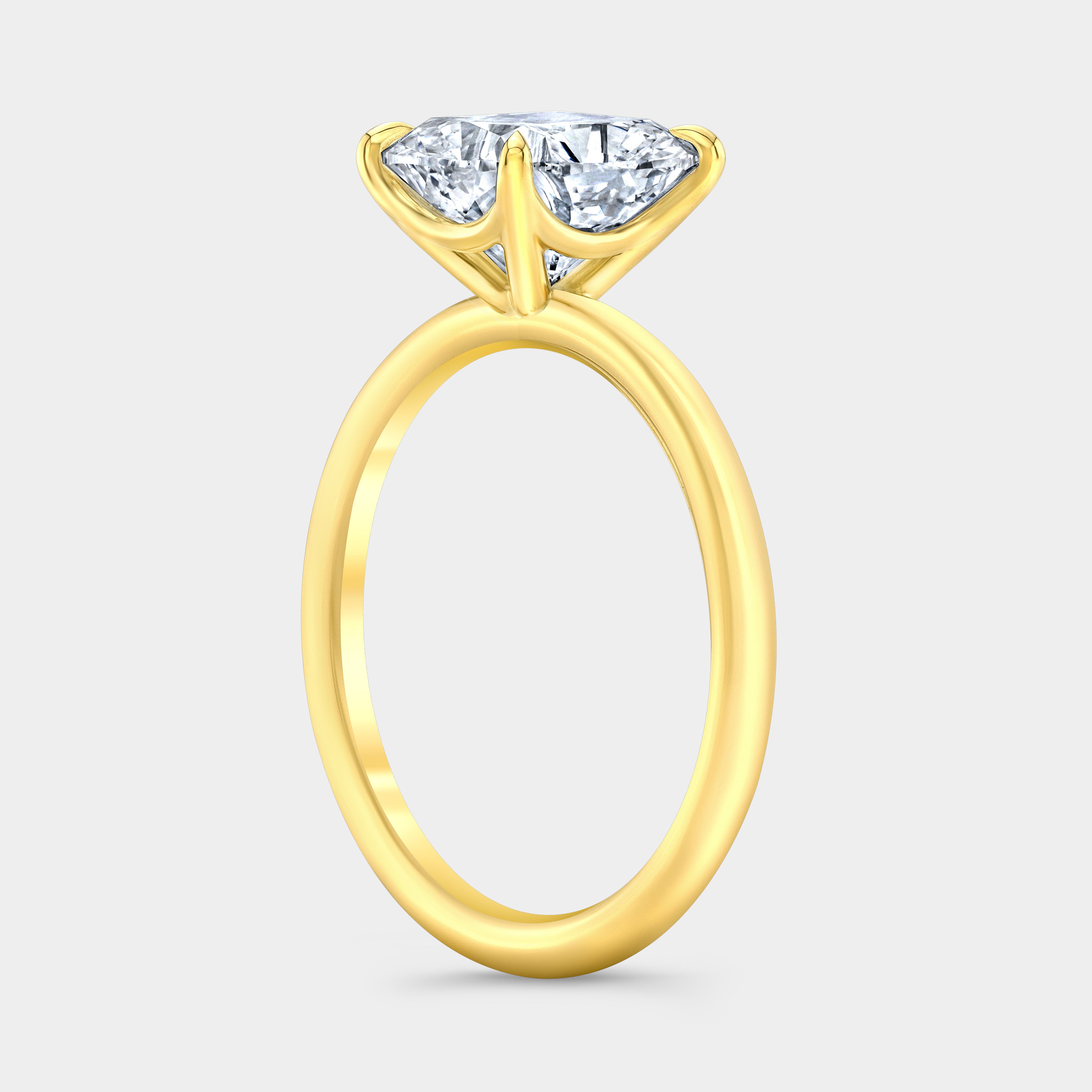 Cushion Diamond Curved Basket Solitaire Yellow Gold Engagement Ring in 14k Yellow Gold
