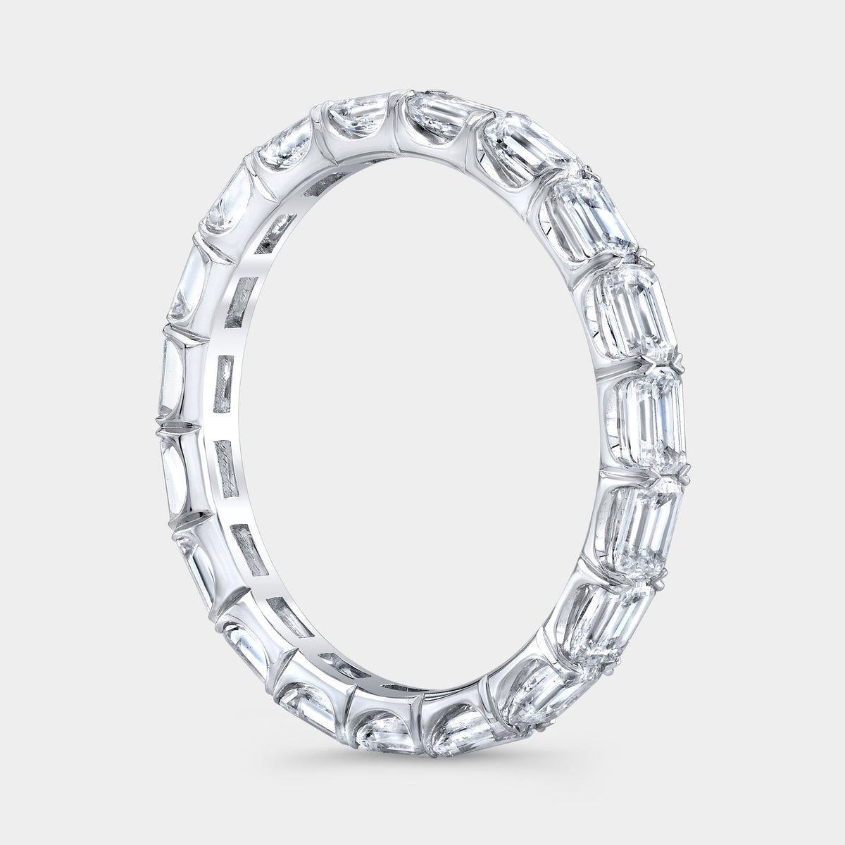 1.75ct Emerald Diamond East West Petite Platinum Eternity Band