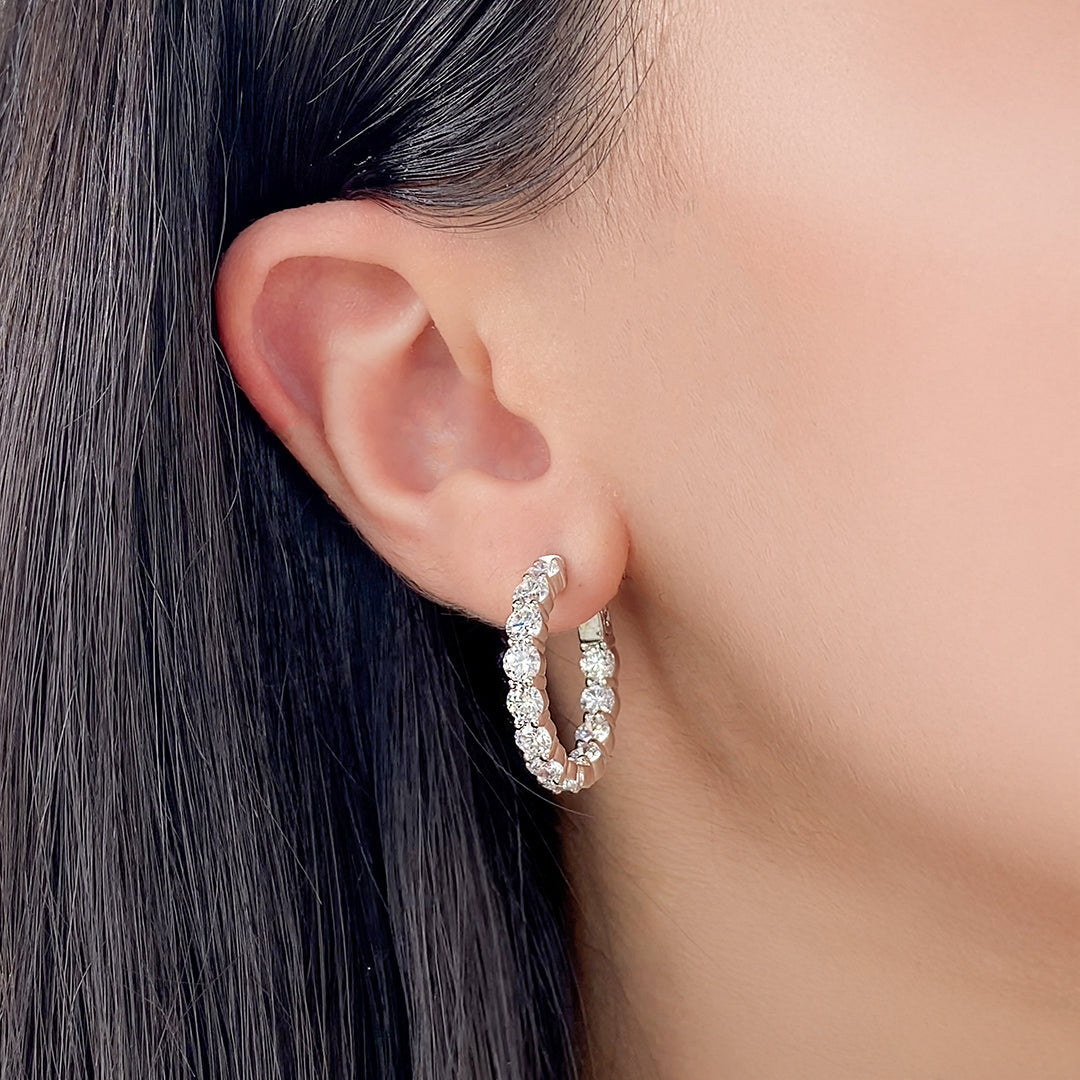 4.20ct 1 Inch Lab Diamond Inside Out White Gold Hoop Earrings in 14k White Gold