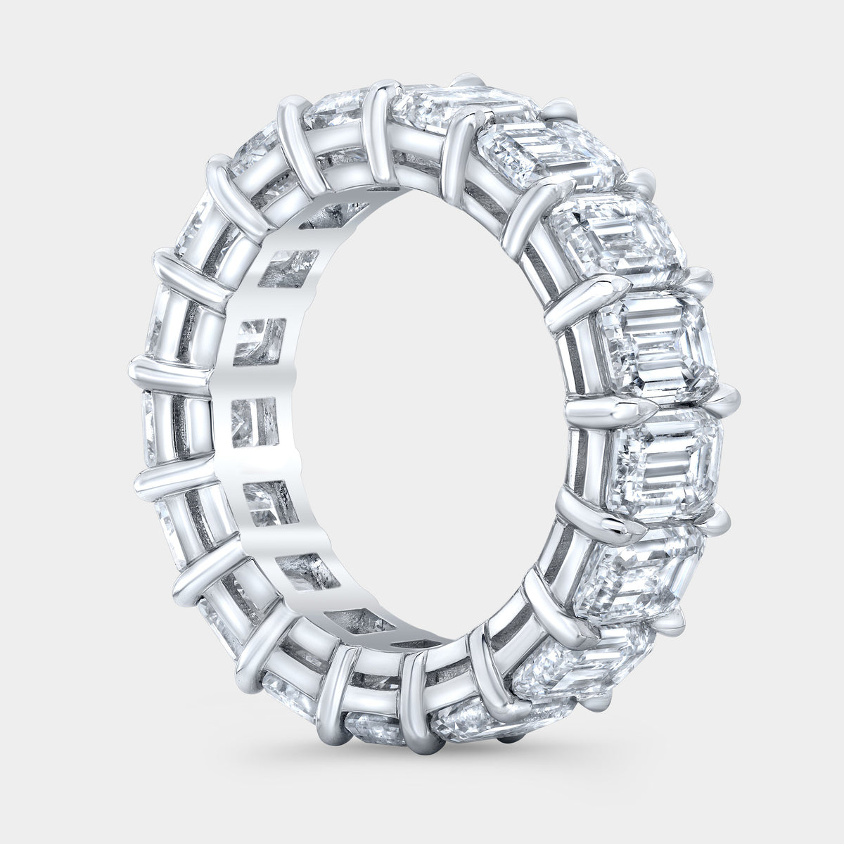 8.50ct Emerald Diamond Platinum Eternity Wedding Band