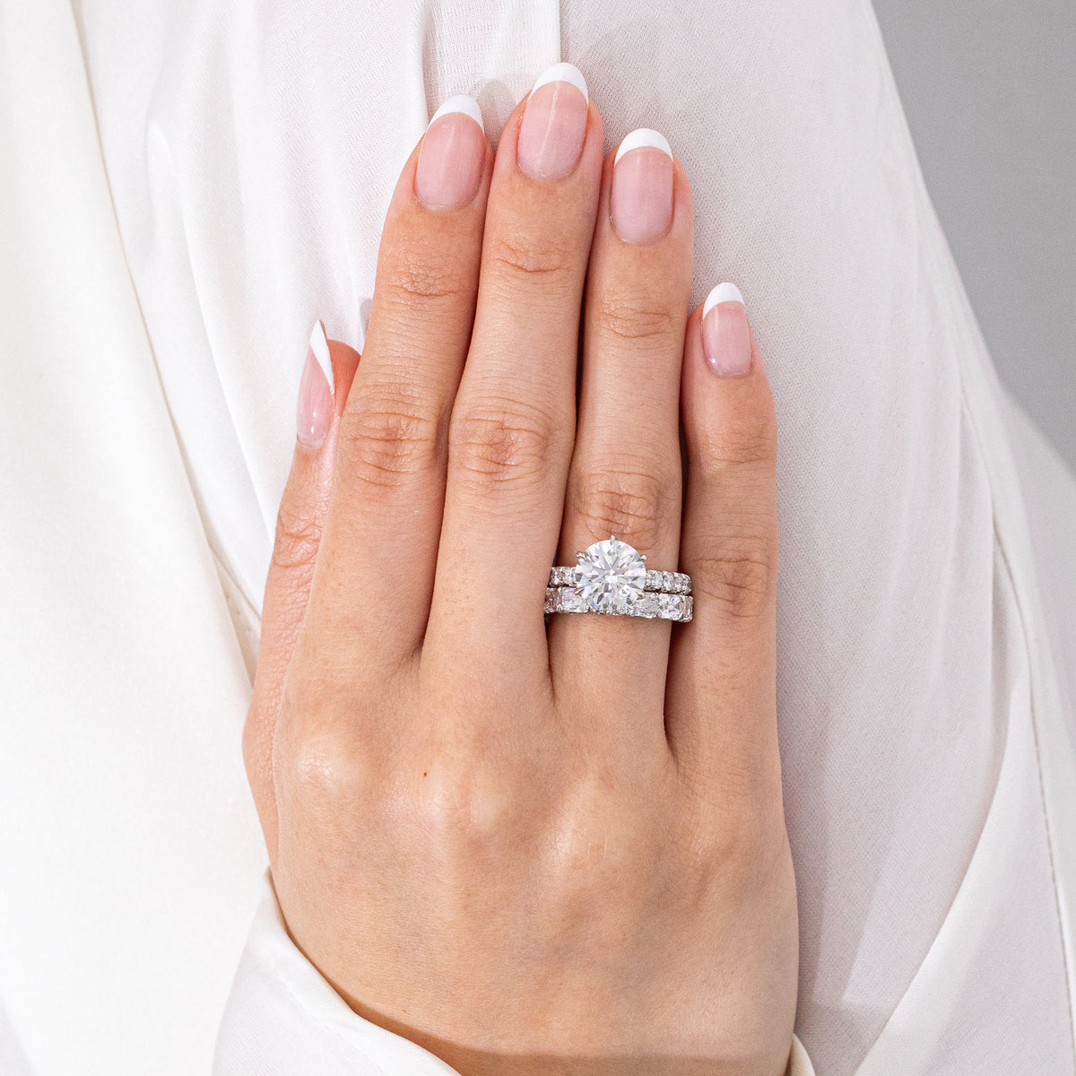 2.50ct Radiant Diamond East West Chloe 3.40mm Platinum Wedding Band