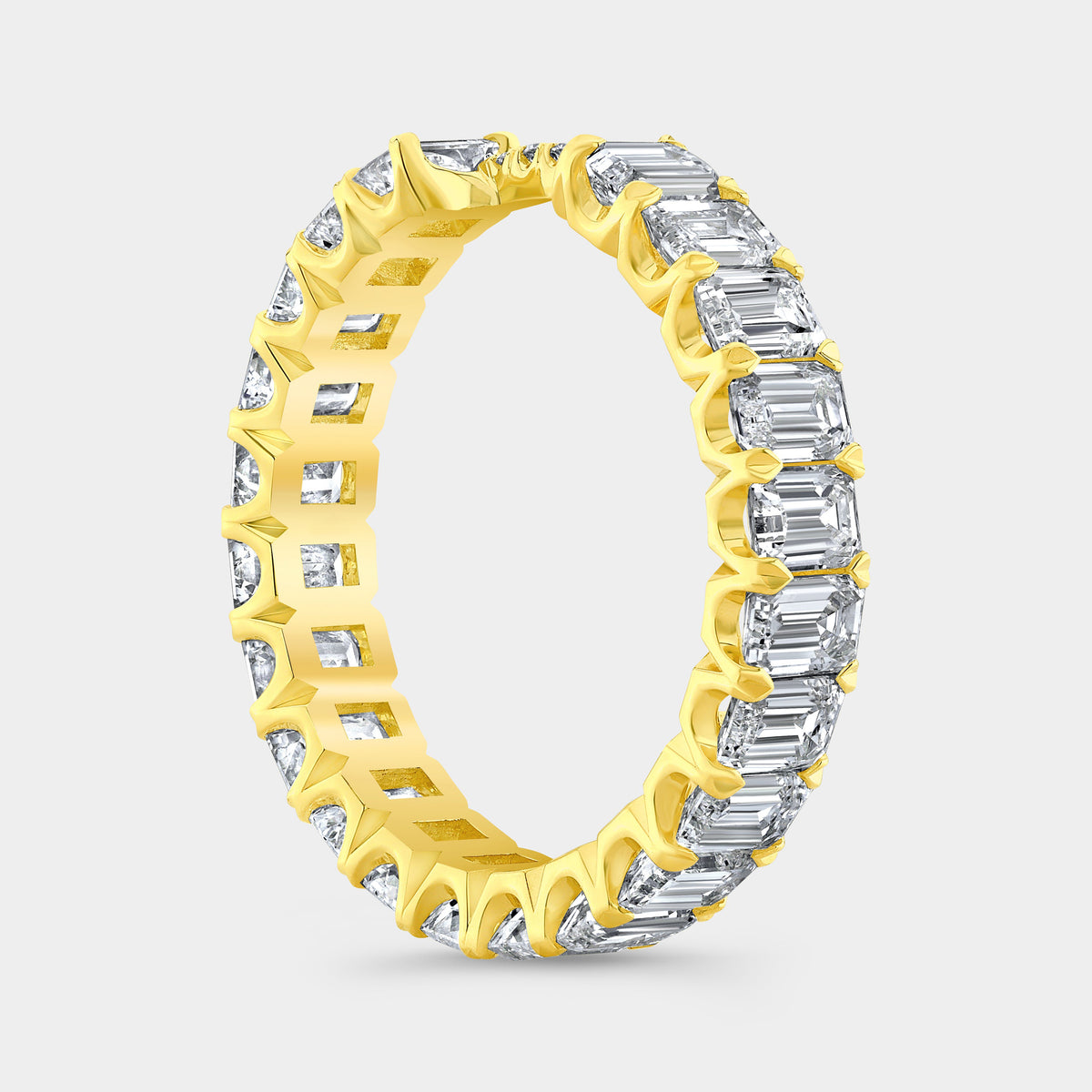 3ct Emerald Diamond Contour Yellow Gold Eternity Band in 18K Yellow Gold