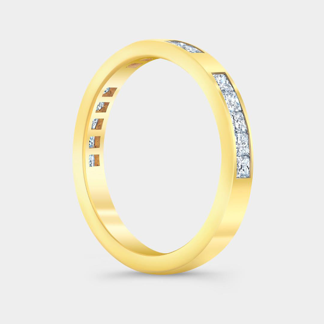 0.50ct Scattered Princess Diamond Channel Set Yellow Gold Wedding Band in 14k yellow gold