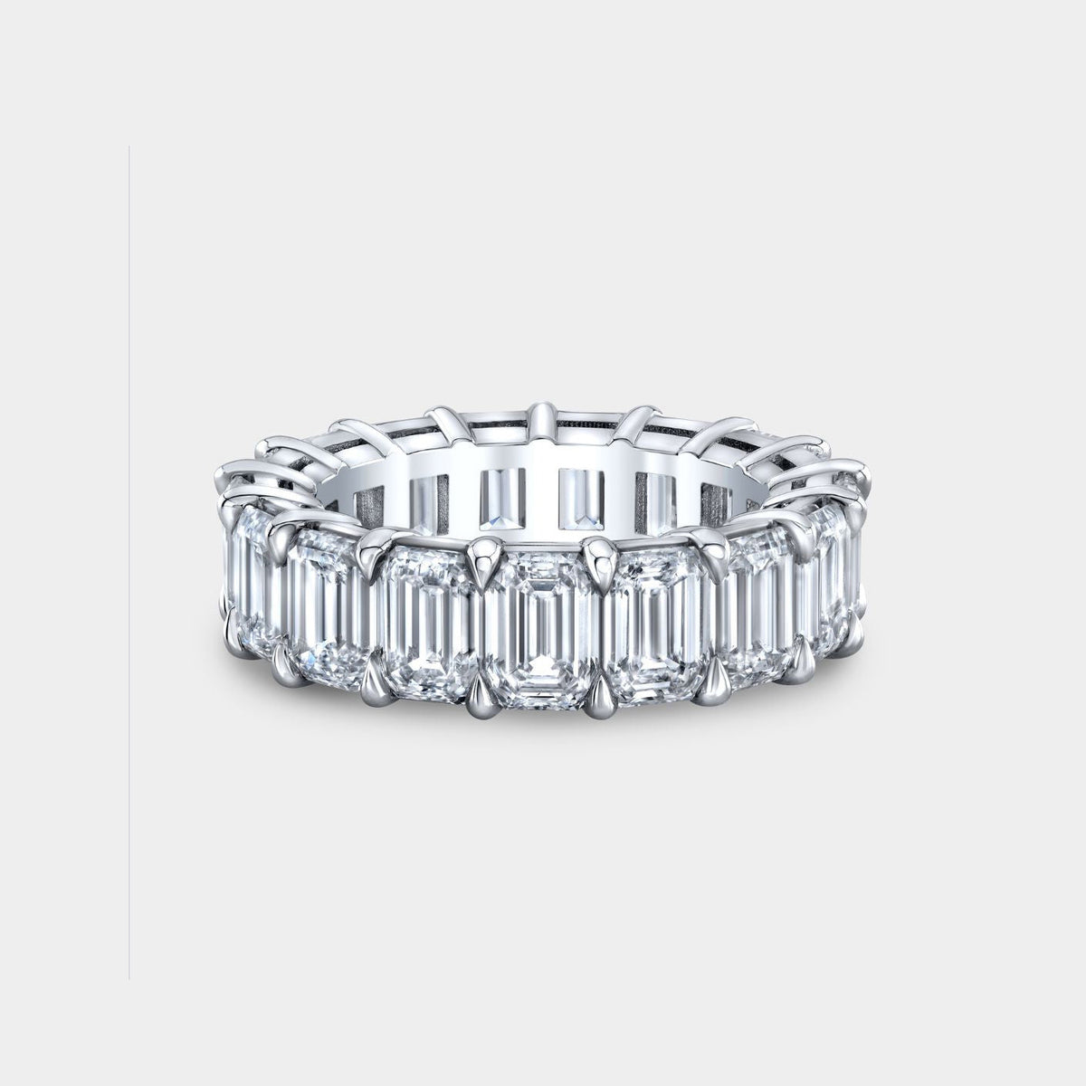 8.50ct Lab Grown Emerald Diamond Platinum Eternity Band