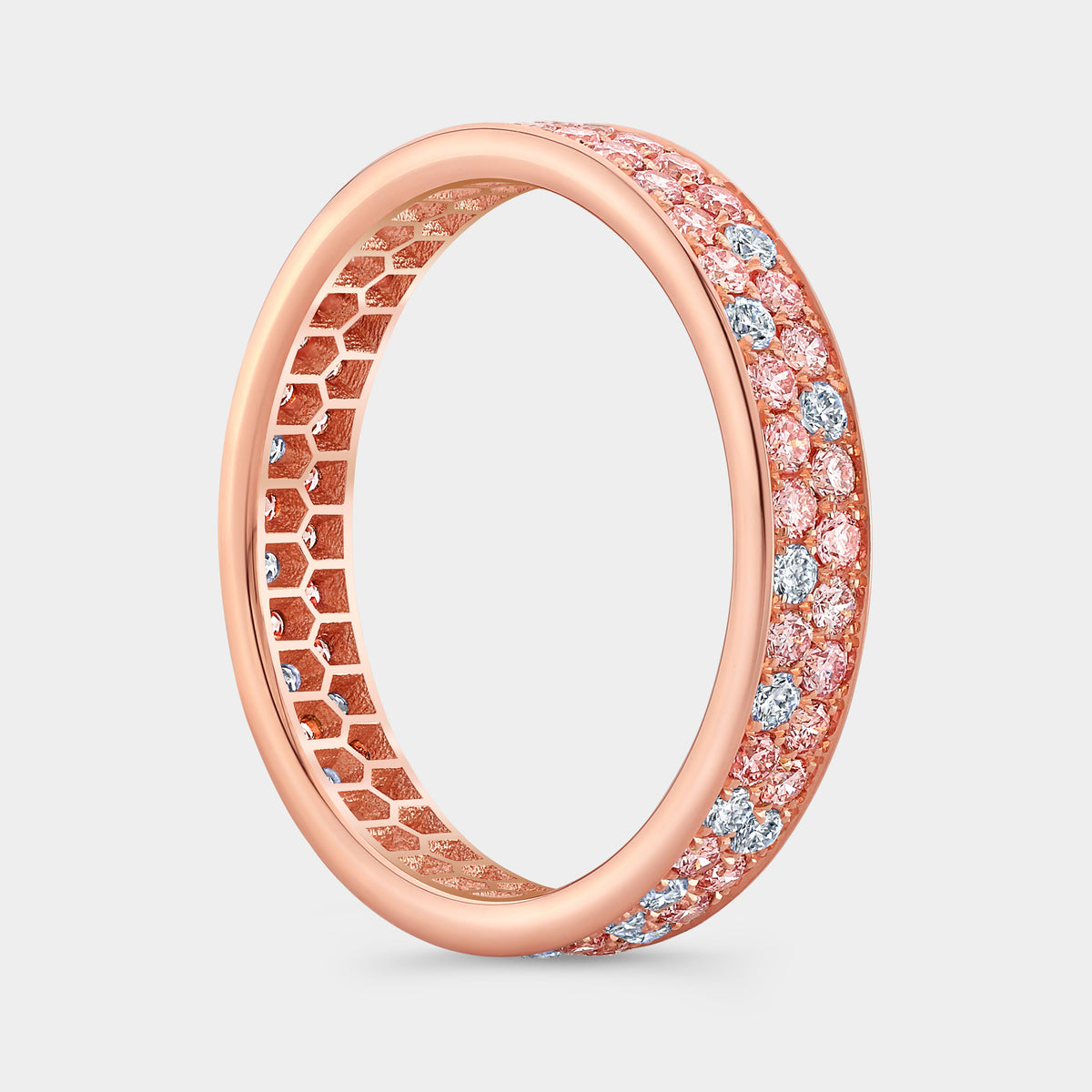 0.50ct Pink And White Round Diamonds Rose Gold Eternity Band in 18k rose gold