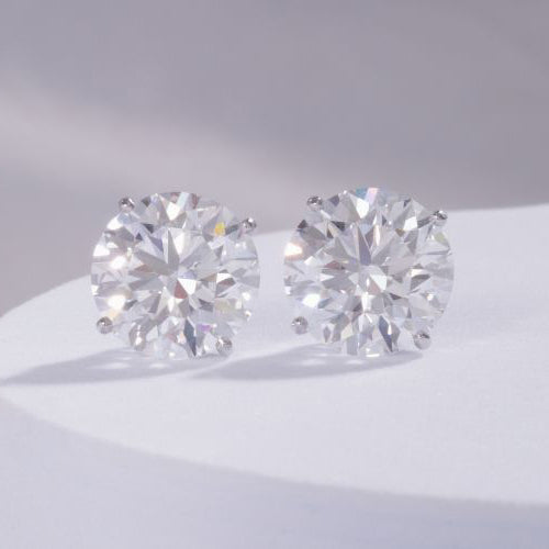 10ctw Lab Grown Round Diamond Stud Earrings in 14k white gold
