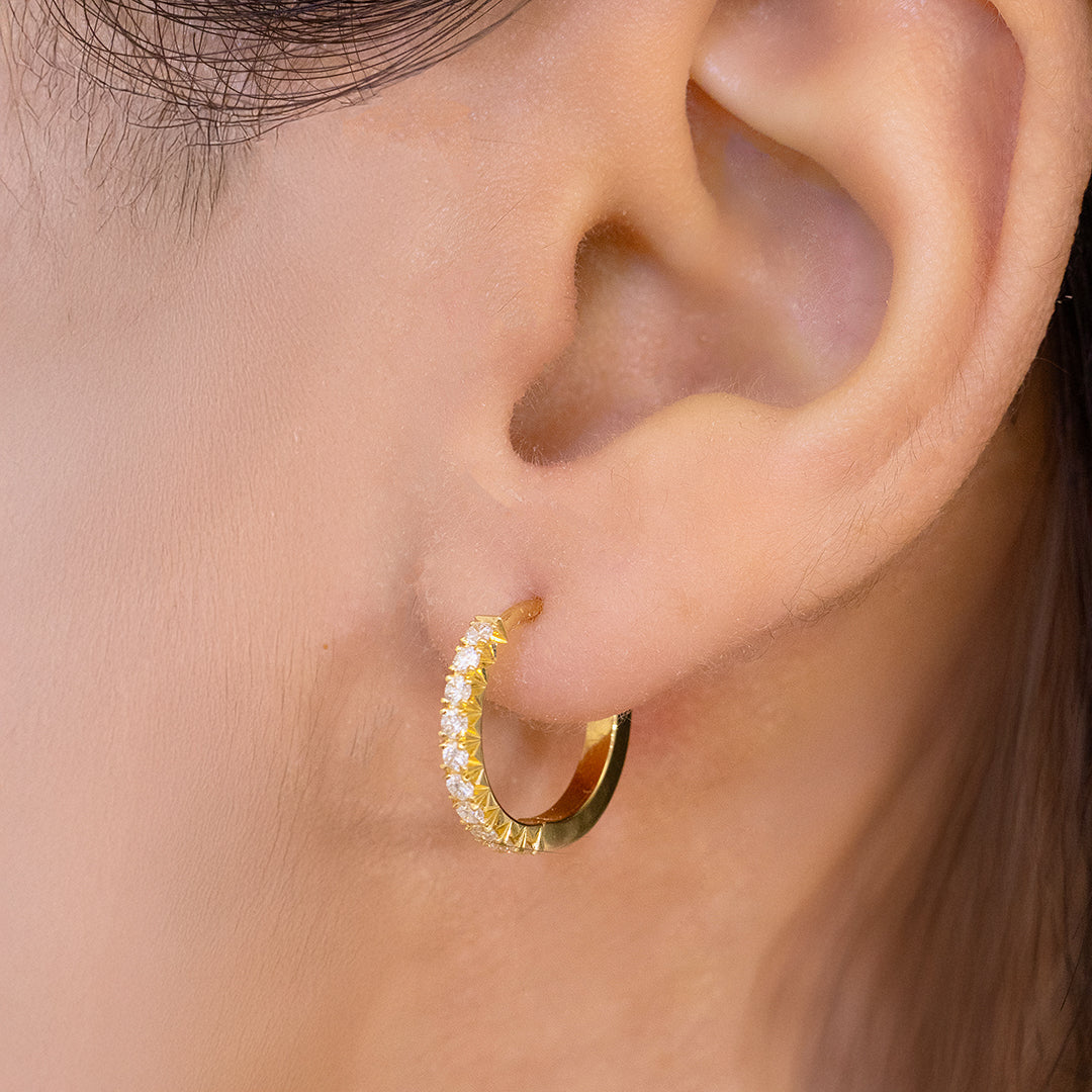 0.36ct Diamond Petite French Pave Huggie Yellow Gold Earrings in 18k Yellow Gold