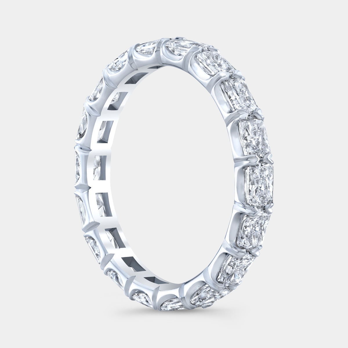 2ct Radiant Diamond East West Petite Platinum Eternity Band