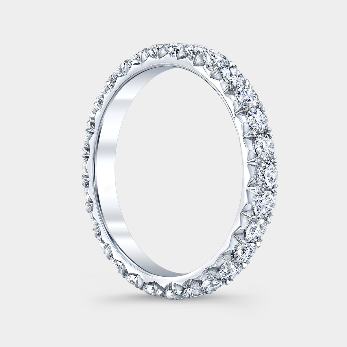 1ct French Pave Diamond Eternity Platinum Wedding Band