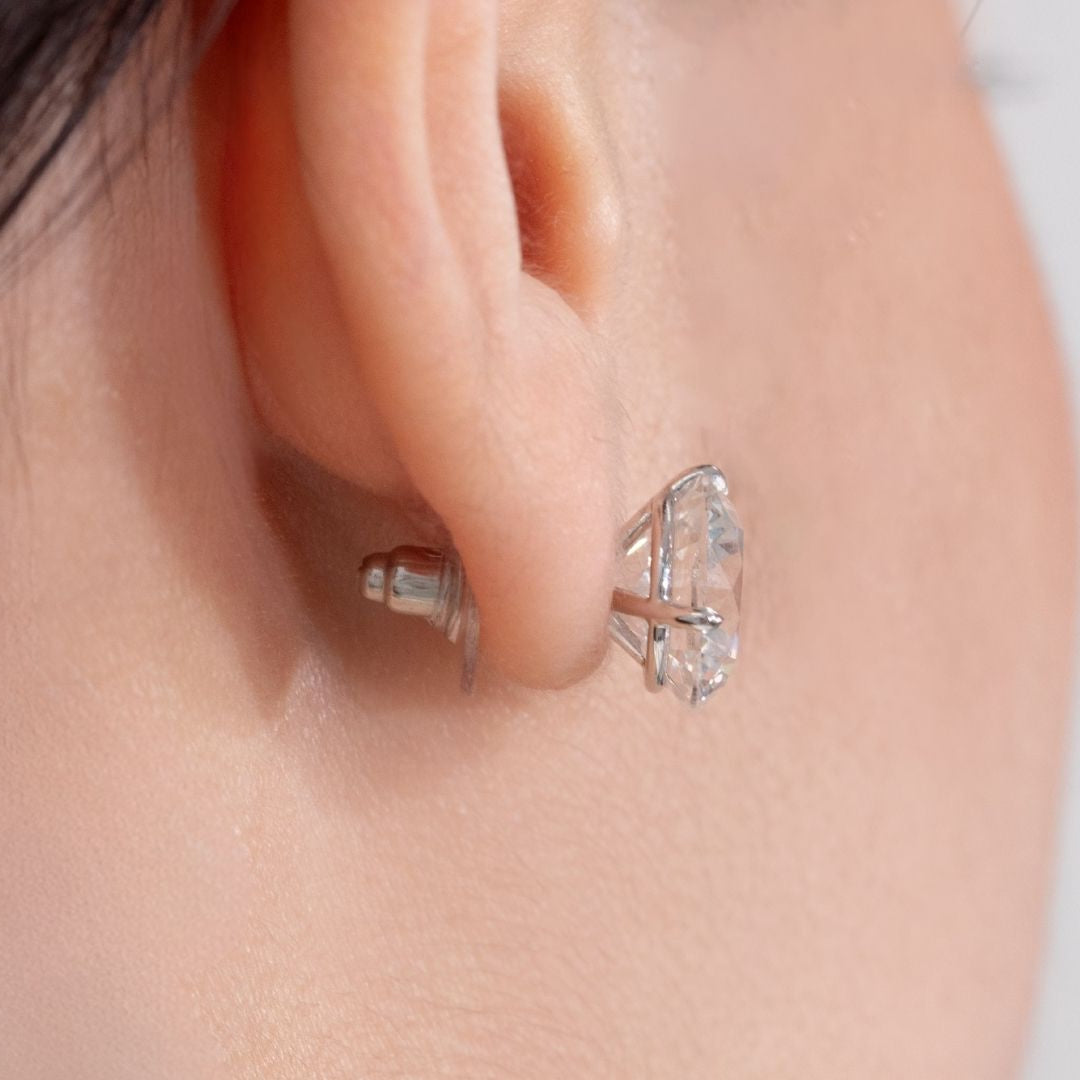12ctw Lab Grown Round Diamond Stud Earrings in 14k white gold