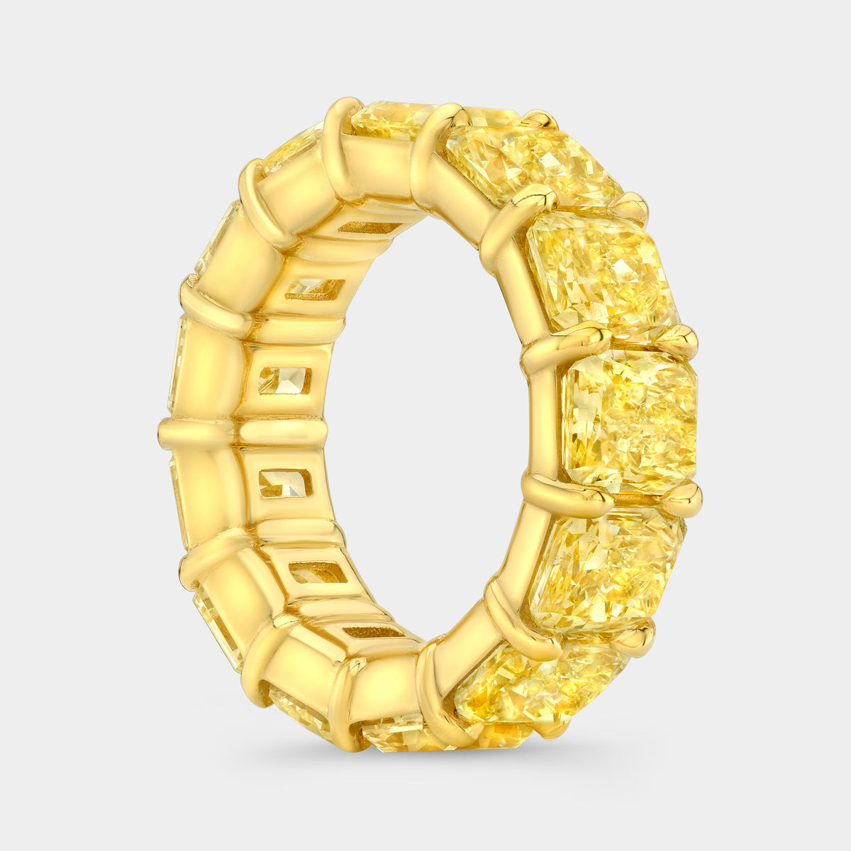 13.25ct Fancy Yellow Radiant Diamond Eternity Band in 18k Yellow Gold