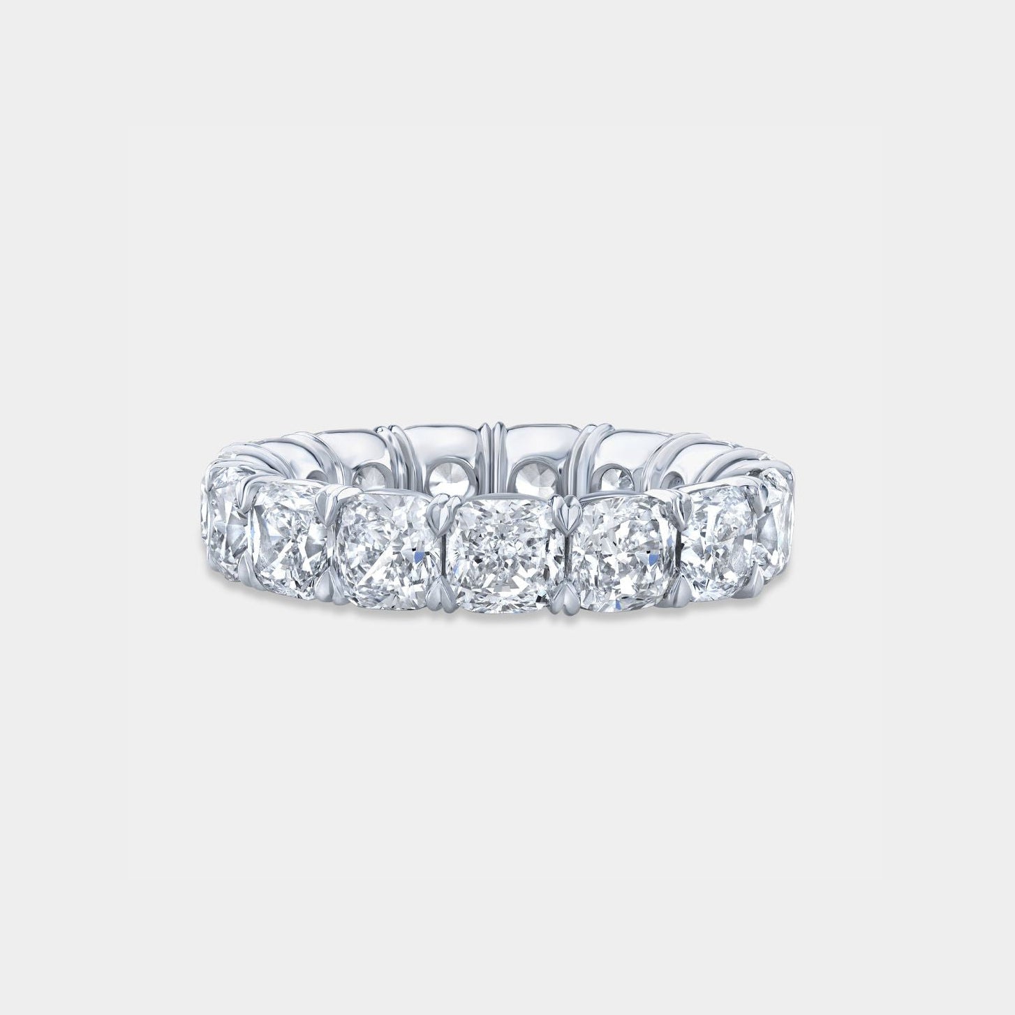7ct Lab Grown Cushion Diamond Platinum Eternity Band