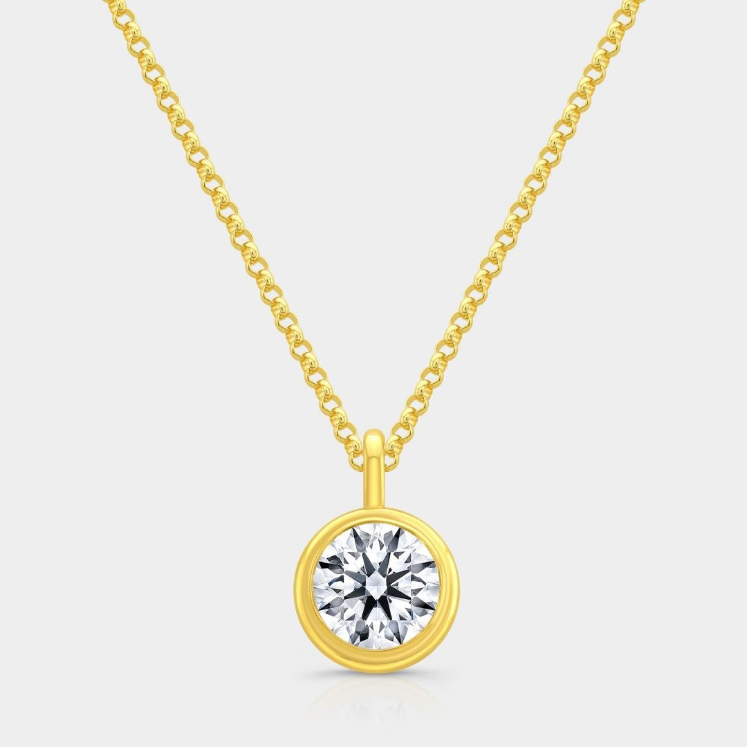 2ct Lab Diamond Bezel Yellow Gold Pendant Necklace in 18k yellow gold