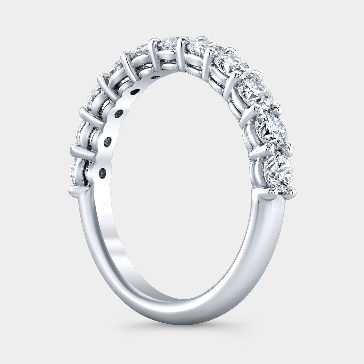1ct Lab Grown Round Diamond Double Gallery 2.80mm White Gold Wedding Band in 18k white gold