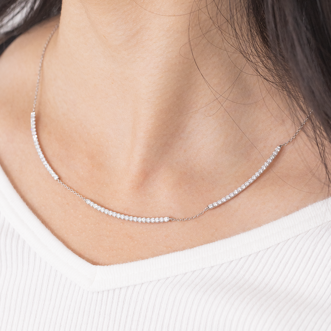 1.75ct Round Lab Grown Diamond Choker White Gold Necklace in 14k White Gold