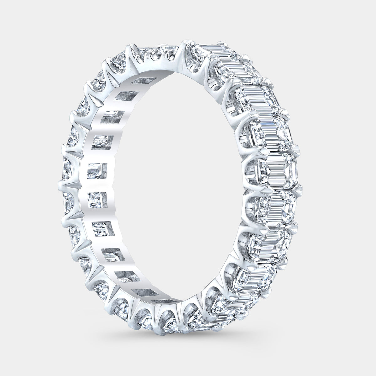 3.50ct Ribbon Contour Emerald Cut Diamond Eternity Band in Platinum