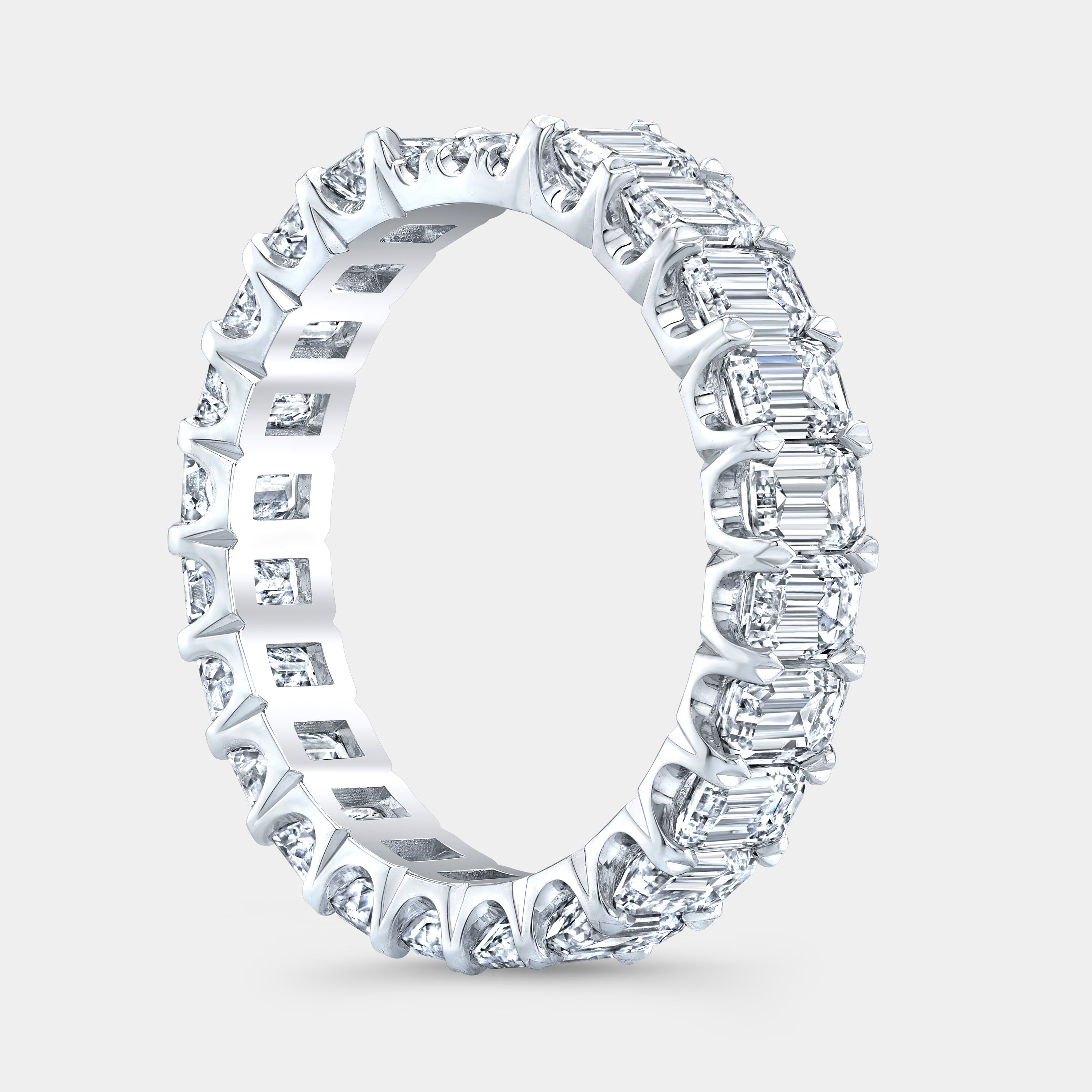 3.50ct Ribbon Contour Emerald Cut Diamond Eternity Band in Platinum
