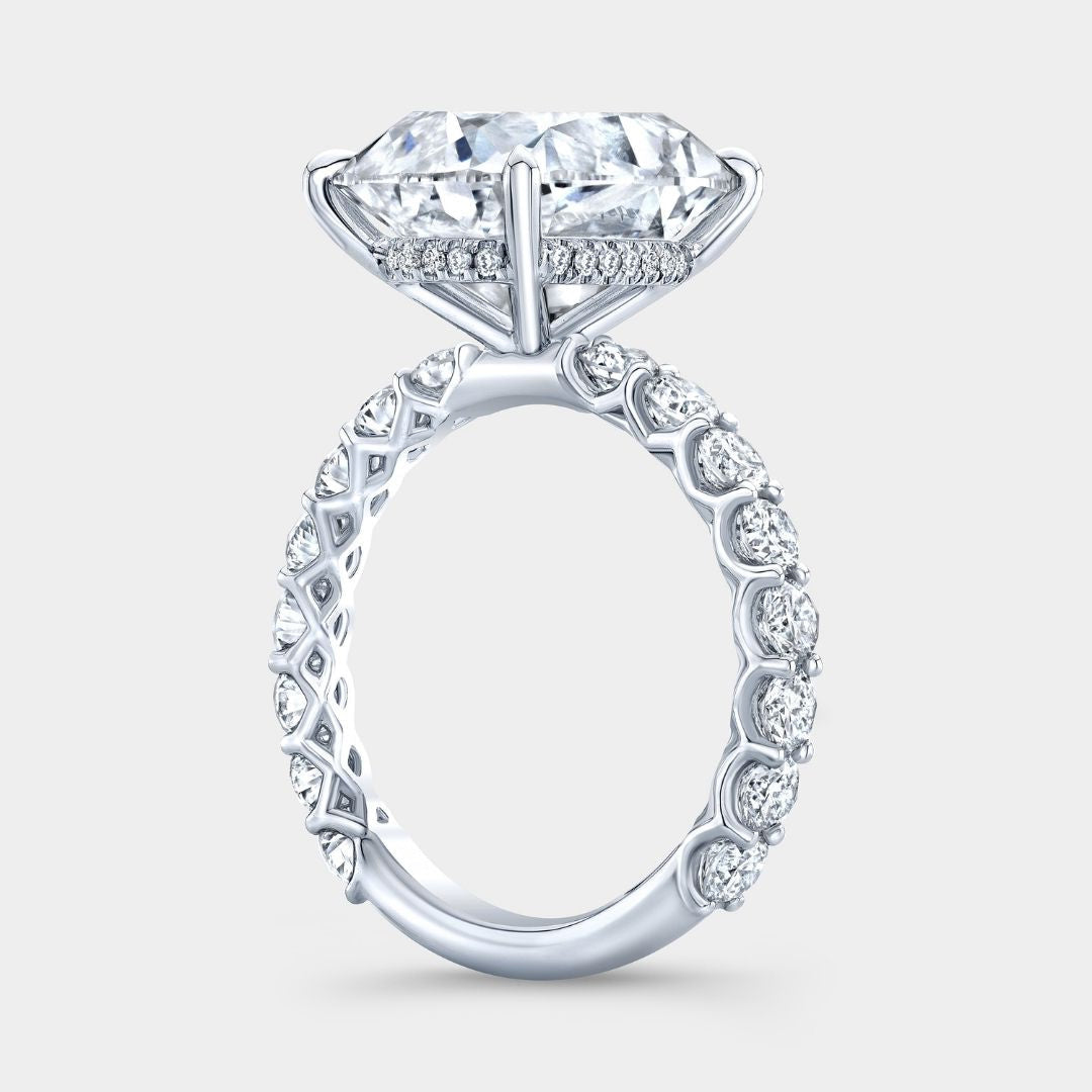 Cushion Diamond Old Mine The Eloise Trellis with Hidden Halo Platinum Engagement Ring