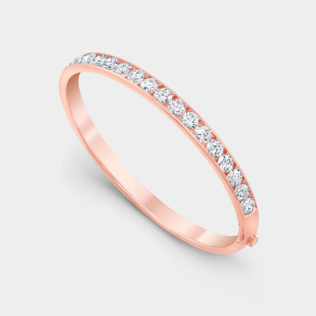 5.50ct Round Diamond 14k Rose Gold Channel Set Bangle