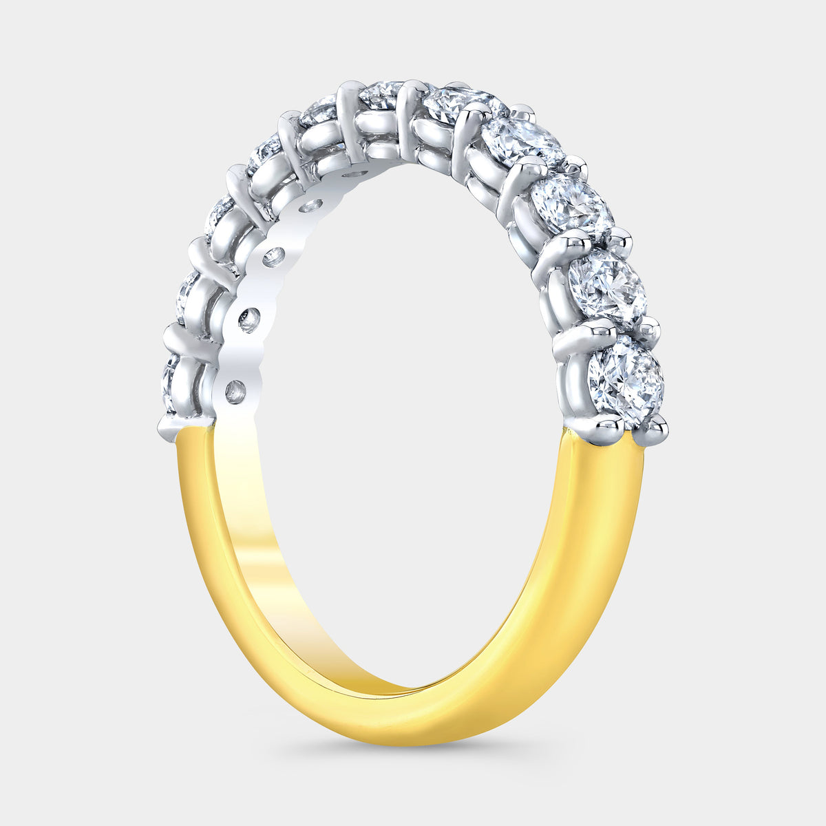 1ct Round Diamond Double Gallery 1/2 Way Yellow Gold And Platinum Wedding Band