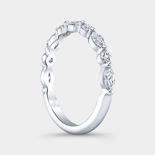 0.50ct Petite Round & Marquise Diamond 1/2 Way Band in Platinum