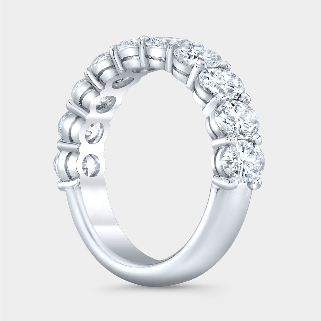 2ct Oval Diamond Platinum Double Gallery 4.80mm Anniversary Half Band