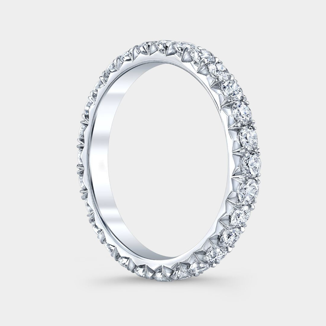 1ct Round Diamond French Pave Eternity Platinum Wedding Band