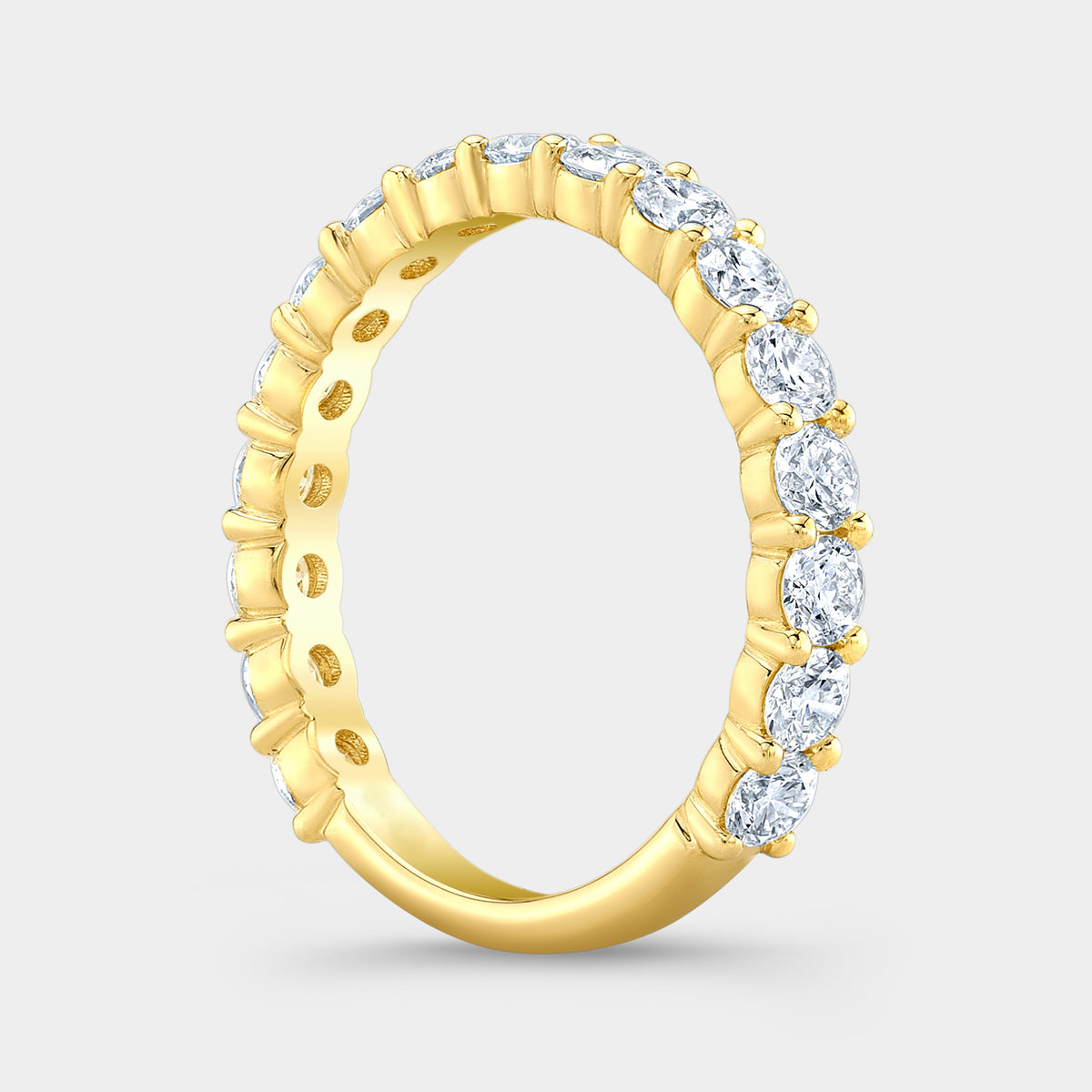 1.25ct Round Diamond Extra Low Profile Sophia 3/4 Way Yellow Wedding Band in 14k Yellow Gold