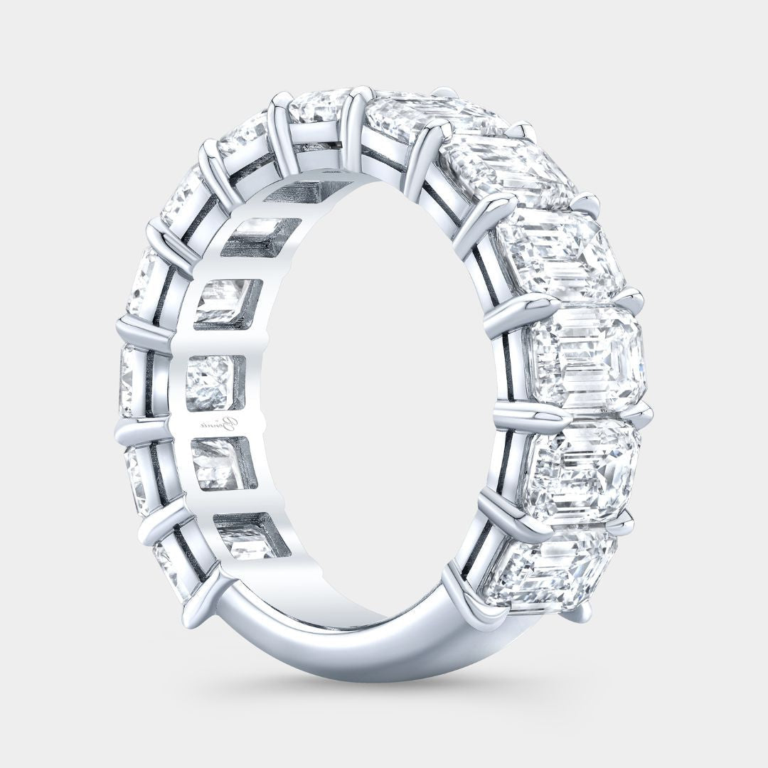 6.50ct Emerald Diamond Double Gallery 5.60mm Platinum Wedding Band