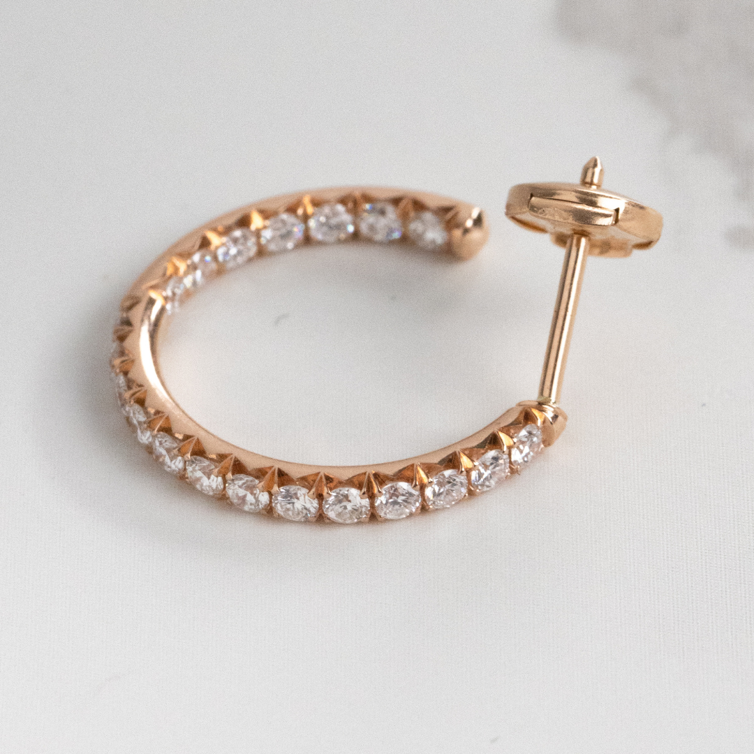 1ct Round Diamond The Jackie Inside-Out Hoop Rose Gold Earrings in 18k Rose Gold