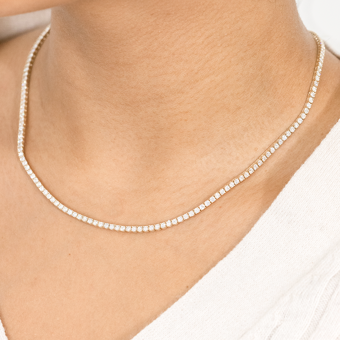 6ct Round Diamond Yellow Gold Tennis Necklace in 14k Yellow Gold