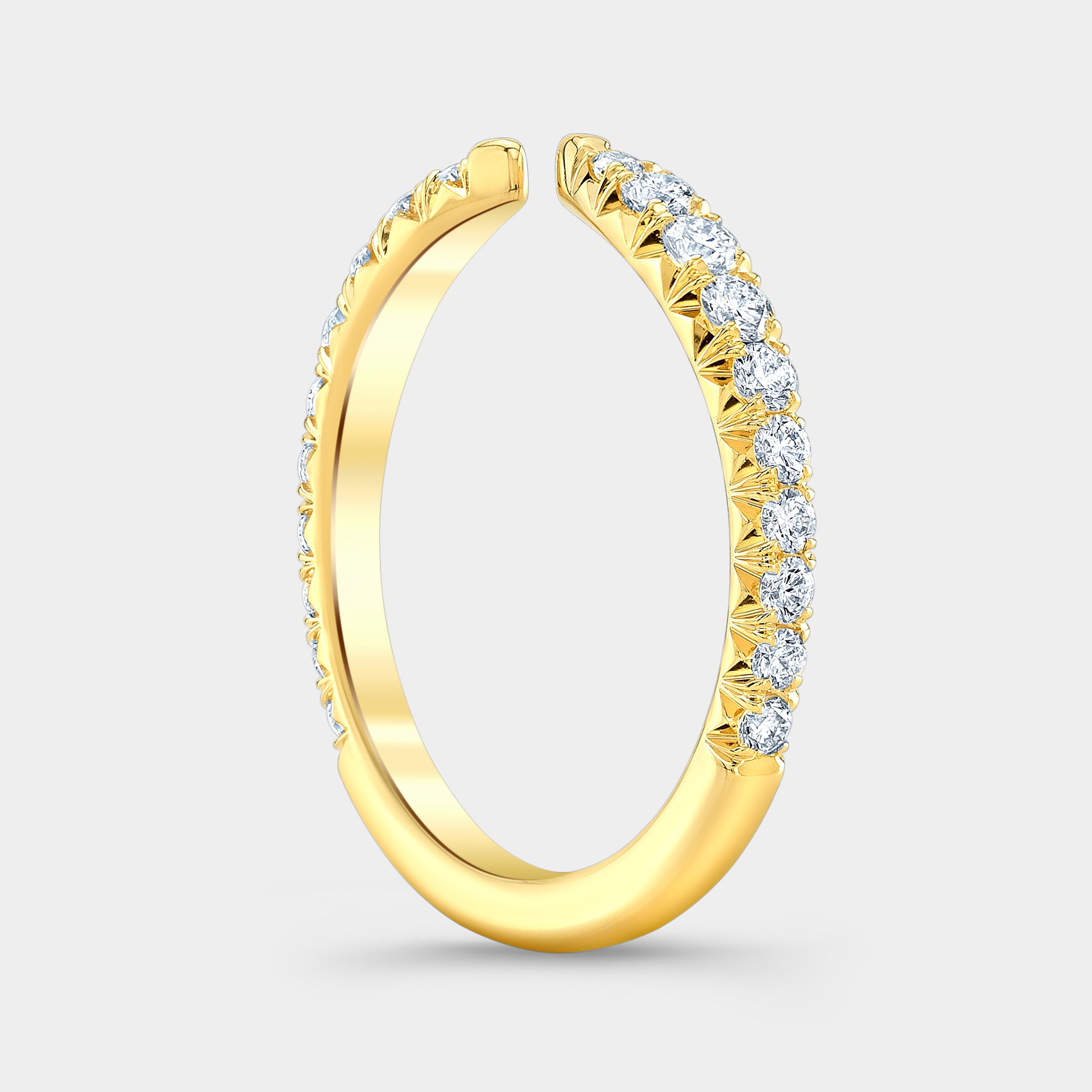0.50ct French Pave Open Claw Round Diamond Wedding Band in 14k yellow gold - 0.50ct