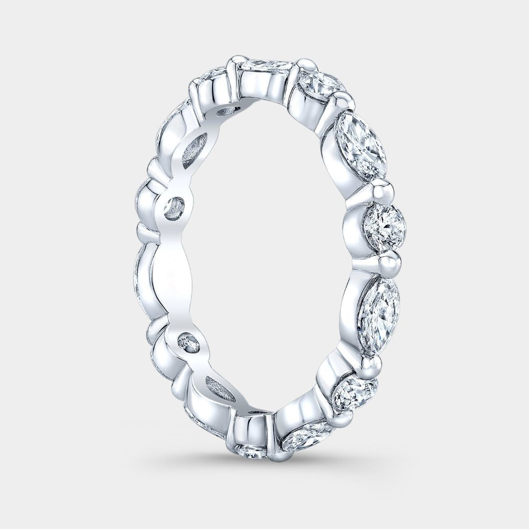1.25ct Round And Marquise Shared Prong Diamond Platinum Eternity Band
