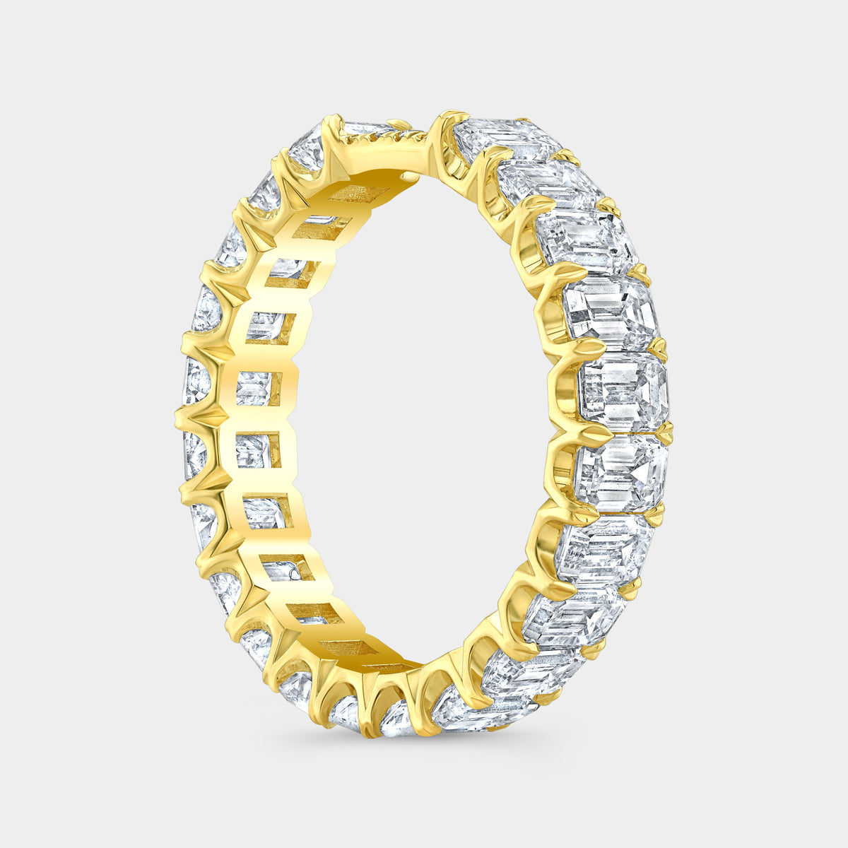3.50ct Emerald Diamond Contour Yellow Gold Eternity Band in 14K Yellow Gold