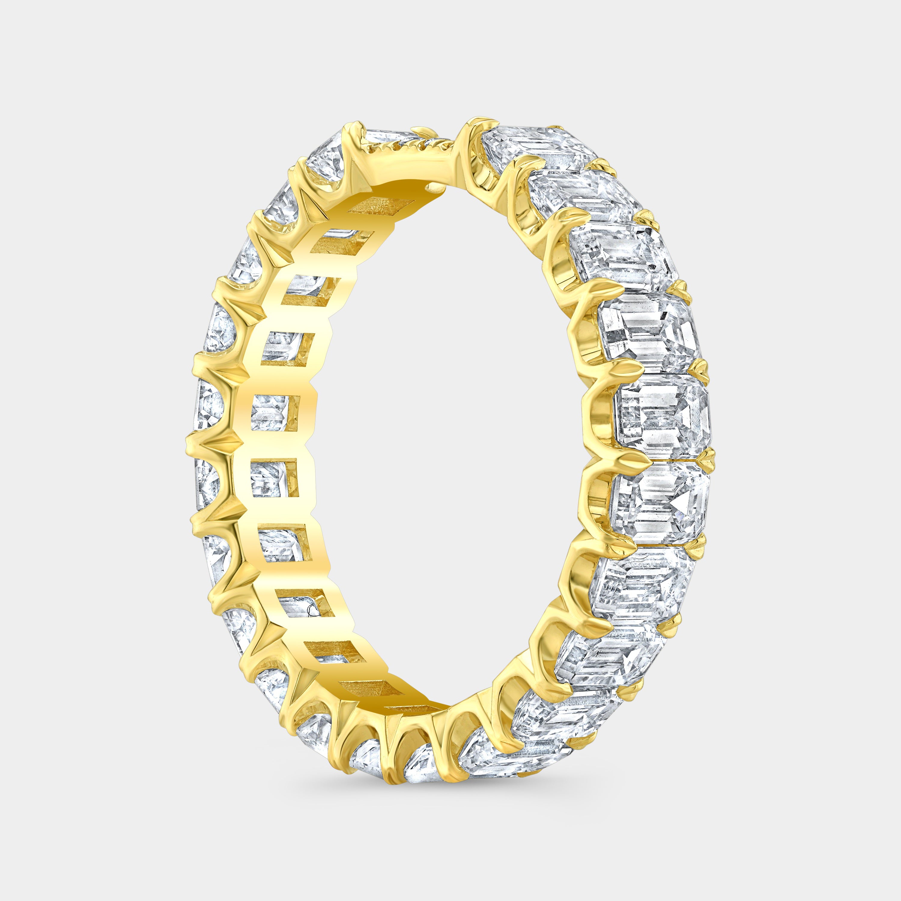 3.50ct Emerald Diamond Contour Yellow Gold Eternity Band in 14K Yellow Gold