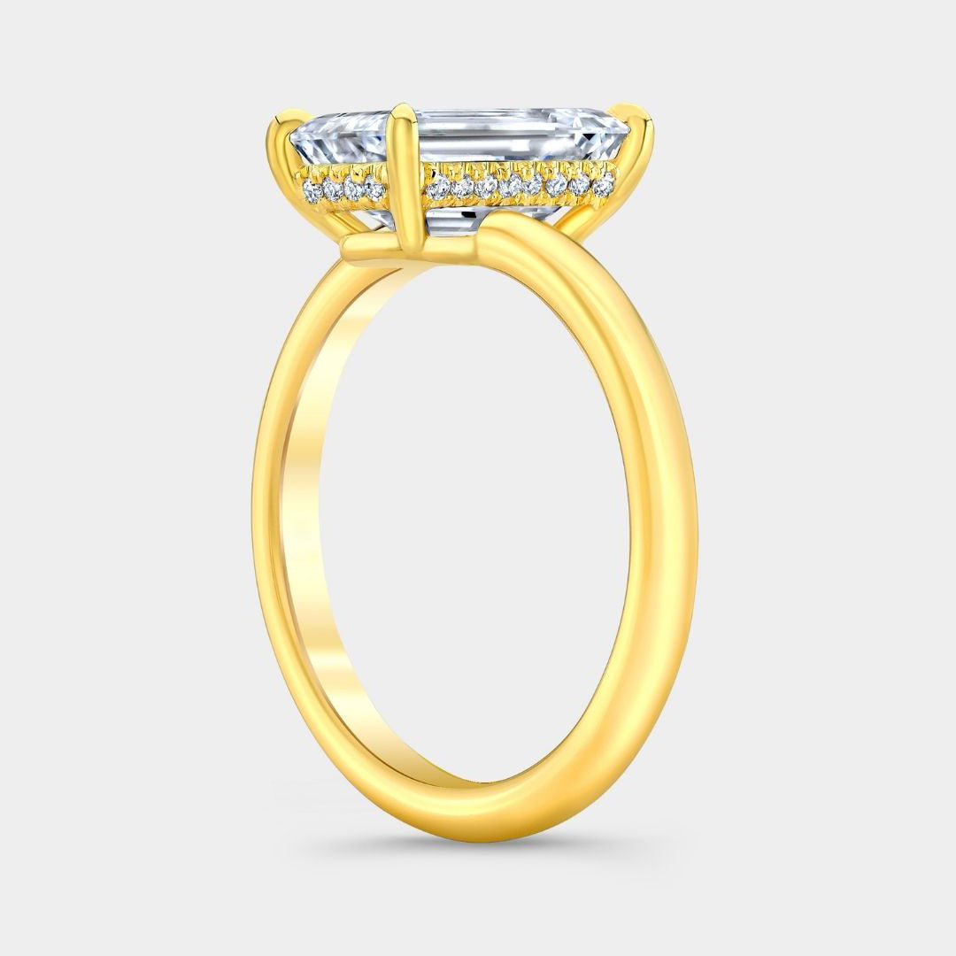 2ct Emerald Diamond Hidden Halo Yellow Gold Solitaire Engagement Ring in 14k Yellow Gold