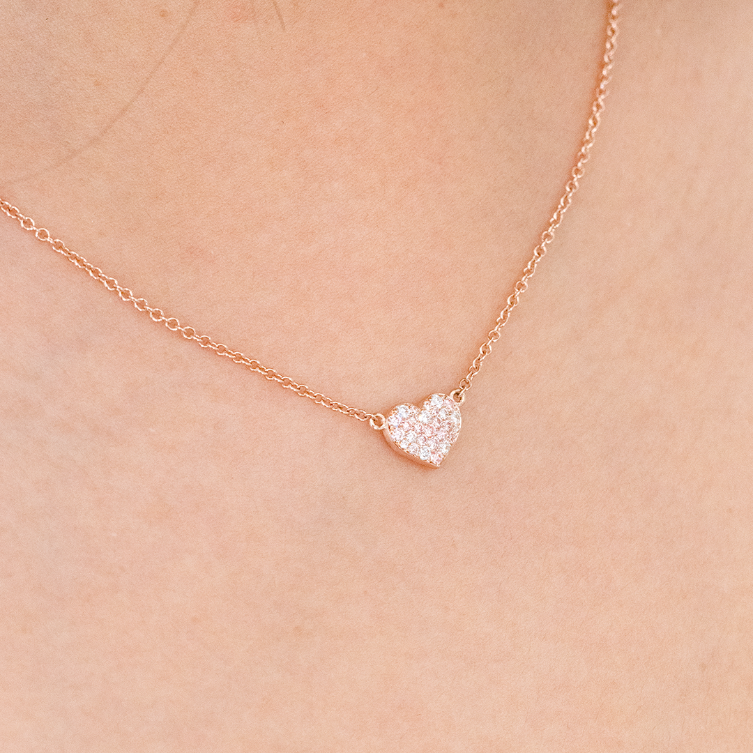 Lab Grown Pink Diamond Heart Shape Pendant in 14k Rose Gold